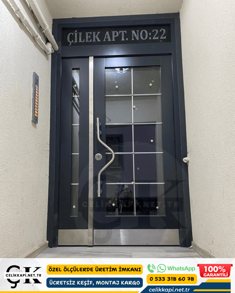 Antrasit Tek Kanat Bina Giriş Kapısı