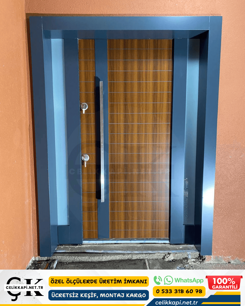 Antrasit Kasa Ahşap Görünümlü Çelik Kapı İstanbul Şile