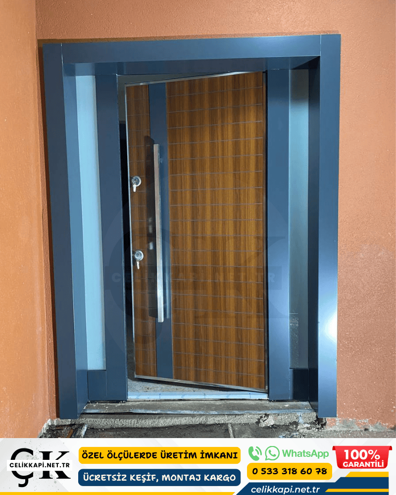 Antrasit Kasa Ahşap Görünümlü Çelik Kapı İstanbul Şile